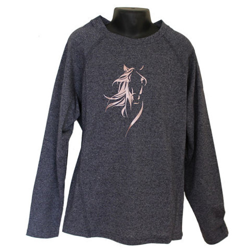 Long Sleeve Kid's Horse T-shirt - Navy