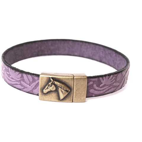 Floral Leather Horse Bracelet Gold