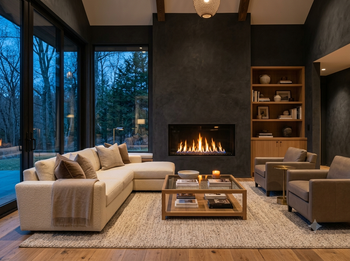 Premium gas fireplace installed in a modern living room