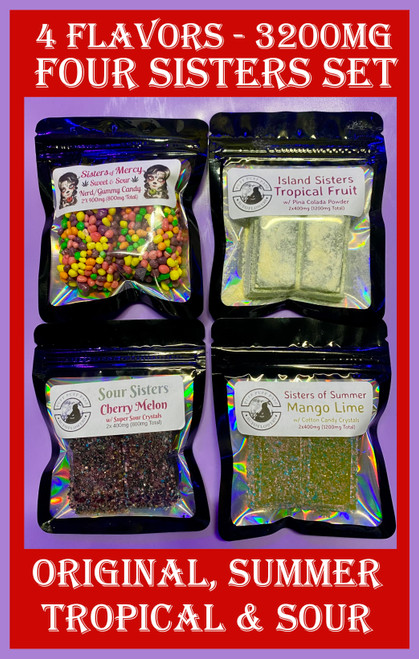 Special! 4 Sisters Gummy Set - 4 Flavors - 3200mg - Sisters of Mercy, Sour Sisters, Island Girls & Sisters of Summer - Gourmet Infused Candy