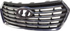 GRILLE BLACK W/SATIN CHROME BARS/FRAME USE W/O CAMERA  REPLACEMENT FOR HYUNDAI SANTA FE XL 2019 PARTSLINK NUMBER  HY1200199