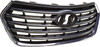 GRILLE BLACK W/SATIN CHROME BARS/FRAME USE W/O CAMERA  REPLACEMENT FOR HYUNDAI SANTA FE XL 2019 PARTSLINK NUMBER  HY1200199