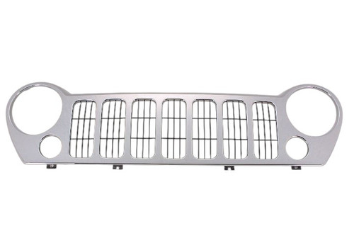 GRILLE CHROME W/FOG REPLACEMENT FOR JEEP LIBERTY 2005 PARTSLINK NUMBER CH1200289