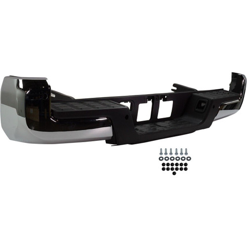 BUMPER RR ASSY W/O TOWING HOOK W/SENSOR HOLE CHROME REPLACEMENT FOR TOYOTA TACOMA PICKUP 4WD 2019 PARTSLINK NUMBER  TO1103127