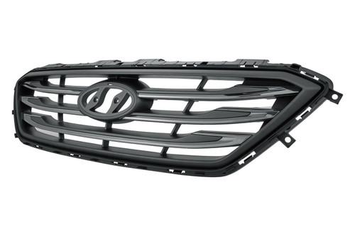 GRILLE W/CHROME/BLACK MOLDING 3 BARS W/O AUTO CRUISE PTD SILVER GRAY SPORT  REPLACEMENT FOR HYUNDAI SONATA 2015 PARTSLINK NUMBER  HY1200182
