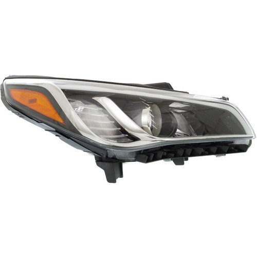 HEAD LAMP RH HALOGEN W/BLACK BEZEL/CHROME TRIM ALL MODELS 15-17/LTD/SPORT 16-17 CAPA  REPLACEMENT FOR HYUNDAI SONATA 2015 PARTSLINK NUMBER  HY2503183C