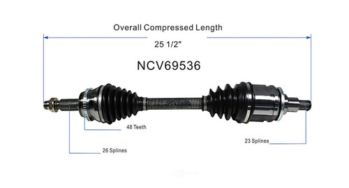 C V AXLE LH FWD BASE XR REPLACEMENT FOR TOYOTA MATRIX 2008 PARTSLINK NUMBER  NCV69536