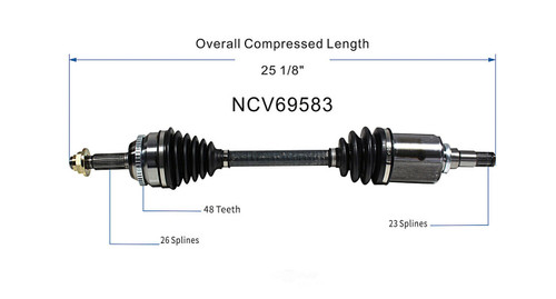 C V AXLE LH FWD S LE CE REPLACEMENT FOR TOYOTA COROLLA SEDAN 2005 PARTSLINK NUMBER NCV69583