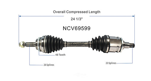 C V AXLE LH V6/4CYL AWD REPLACEMENT FOR TOYOTA HIGHLANDER 2005 PARTSLINK NUMBER NCV69599