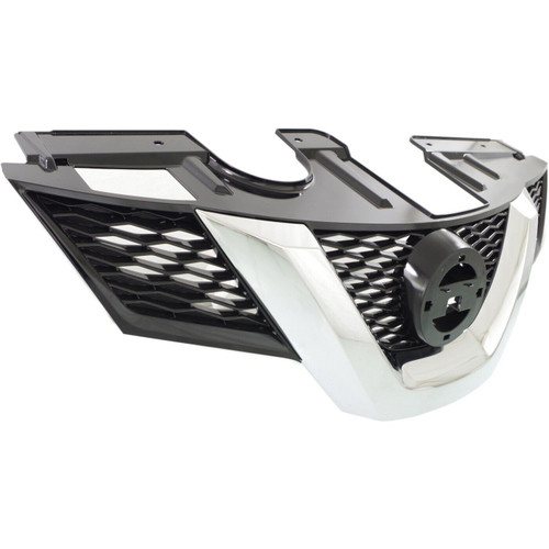 GRILLE PAINTED BLACK W/CHROME MOULDING W/CAMERA HOLE  REPLACEMENT FOR NISSAN ROGUE 2015 PARTSLINK NUMBER  NI1200259