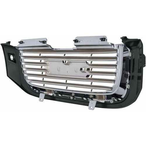 GRILLE CHROME/BLACK W/WASHER HOLE REPLACEMENT FOR GMC ENVOY 2002 PARTSLINK NUMBER  GM1200504