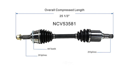 C V AXLE LH V6 3.5L REPLACEMENT FOR NISSAN ALTIMA 2002 PARTSLINK NUMBER  NCV53581