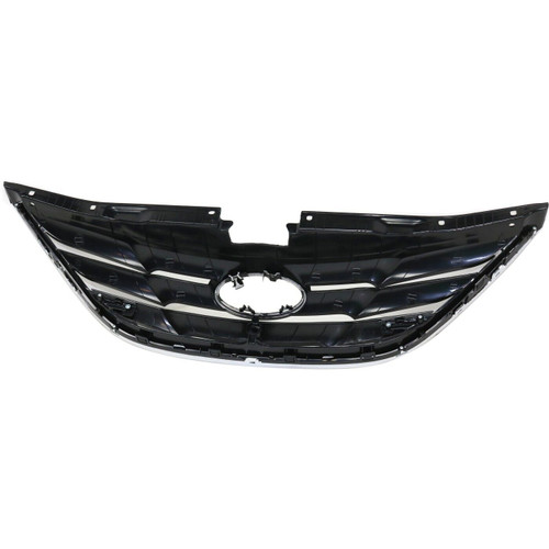 GRILLE MATTE BLACK W/CHROME MLDG EXCLUDE HYB   REPLACEMENT FOR HYUNDAI SONATA 2013 PARTSLINK NUMBER  HY1200162