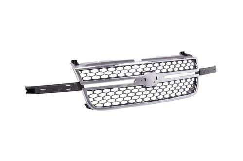 GRILLE CHROME FRAME W/GRAY HONRYCOMB O5 SS/CENTER BAR NEEDS WING INSERTS  REPLACEMENT FOR CHEVROLET PICKUP CHEVY SILVERADO-1500 , 2500-3500 2006 PARTSLINK NUMBER  GM1200546