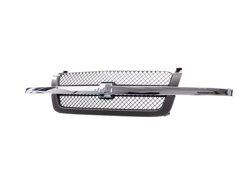 GRILLE W/TEXTURED FRAME/CHROME CENTER BAR BASE/LS/LT MODEL REPLACEMENT FOR CHEVROLET PICKUP CHEVY SILVERADO-1500 , 2500-3500 2006 PARTSLINK NUMBER  GM1200474