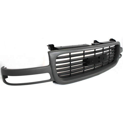 GRILLE BLACK HORIZONTAL BARS W/TEXTURED GRAY FRAME REPLACEMENT FOR GMC YUKON 2003 PARTSLINK NUMBER  GM1200429