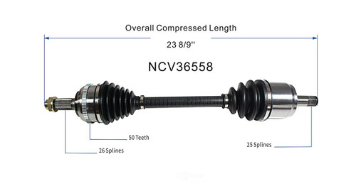 C V AXLE RH AT 80-3214 REPLACEMENT FOR HONDA CIVIC SEDAN 2003 PARTSLINK NUMBER  NCV36558