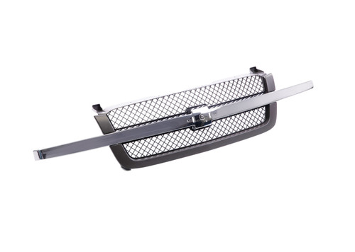 GRILLE W/TEXTURED FRAME/CHROME CENTER BAR BASE/LS/LT MODEL REPLACEMENT FOR CHEVROLET PICKUP CHEVY SILVERADO-1500, 2500-3500 2004 PARTSLINK NUMBER GM1200474 GRILLE W/TEXTURED FRAME/CHROME CENTER BAR BASE/LS/LT MODEL REPLACEMENT FOR CHEVROLET PICKUP CHEVY SILVERADO-1500, 2500-3500 2004 PARTSLINK NUMBER GM1200474