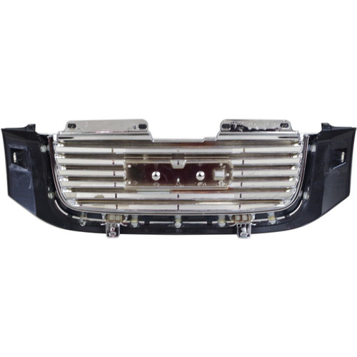 GRILLE CHROME/BLACK W/BLACK FRAME W/H/L WASHER HOLE REPLACEMENT FOR GMC ENVOY  2004 PARTSLINK NUMBER GM1200605