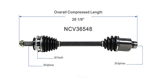 C V AXLE RH REPLACEMENT FOR HONDA ODYSSEY 2004 PARTSLINK NUMBER NCV36548