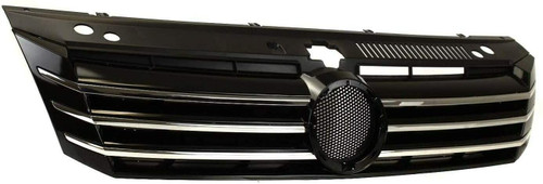 GRILLE PAINTED-BLACK W/6 VERTICAL CHROME MLDG STRIPS      REPLACEMENT FOR VOLKSWAGEN PASSAT  2013 PARTSLINK NUMBER  VW1200153