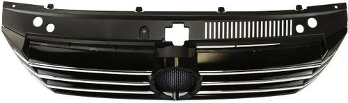GRILLE PAINTED-BLACK W/6 VERTICAL CHROME MLDG STRIPS      REPLACEMENT FOR VOLKSWAGEN PASSAT  2013 PARTSLINK NUMBER  VW1200153