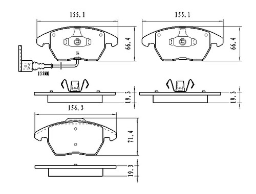 BRAKE PADS SET FR CERAMIC  REPLACEMENT FOR AUDI A3 2009 PARTSLINK NUMBER   D1107