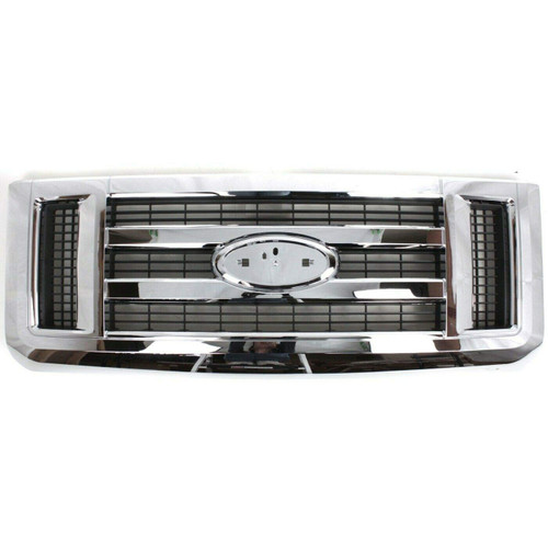 GRILLE GREY W/CHROME MOLDING  REPLACEMENT FOR FORD VAN E450 SUPER DUTY - 2015-2021 2019 PARTSLINK NUMBER FO1200507