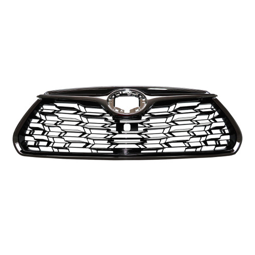 GRILLE FR PTD BLACK W/CHROME MOLDING USE W/O CAMERA FOR LTD MODELS REPLACEMENT FOR TOYOTA HIGHLANDER HYBRID 2023 PARTSLINK NUMBER TO1200456U