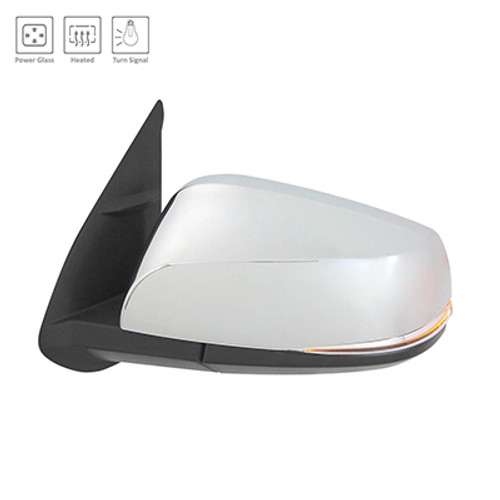 DOOR MIRROR LH POWER HTD CHROME W/SIGNAL W/O BLIND SPOT MANUAL FOLD REPLACEMENT FOR TOYOTA TACOMA PICKUP 2WD 2023 PARTSLINK NUMBER TO1320353