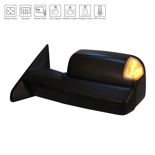 DOOR MIRROR LH POWER HTD W/SIGNAL/PUDDLE/SPOTTER/SENSOR REPLACEMENT FOR RAM PICKUP-RAM-3500-2011-2022 2022 PARTSLINK NUMBER CH1320506