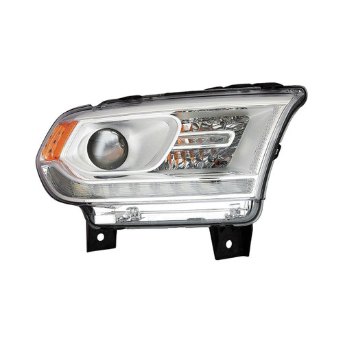 HEAD LAMP RH HALOGEN CHROME BEZEL LED W/DRL W/O LOGO HQ REPLACEMENT FOR DODGE DURANGO 2020 PARTSLINK NUMBER CH2503306