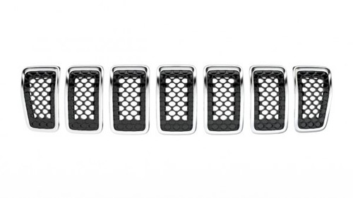 GRILLE FR CHROME FRAME W/BLACK INSERT 7-PC SET REPLACEMENT FOR JEEP CHEROKEE 2020 PARTSLINK NUMBER CH1200415