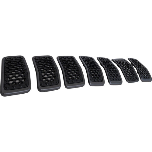 GRILLE FR SILVER GRANITE SPARKLE FRAME W/MATT BLACK MESH 7-PIECE REPLACEMENT FOR JEEP CHEROKEE 2020 PARTSLINK NUMBER CH1200432 GRILLE FR SILVER GRANITE SPARKLE FRAME W/MATT BLACK MESH 7-PIECE REPLACEMENT FOR JEEP CHEROKEE 2020 PARTSLINK NUMBER CH1200432