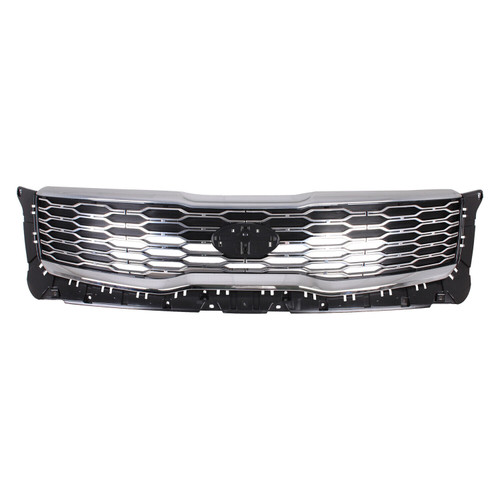 GRILLE FR SILVER W/SATIN CHROME OUTER MOLDING W/O CAMERA REPLACEMENT FOR KIA TELLURIDE 2020 PARTSLINK NUMBER KI1200209 GRILLE FR SILVER W/SATIN CHROME OUTER MOLDING W/O CAMERA REPLACEMENT FOR KIA TELLURIDE 2020 PARTSLINK NUMBER KI1200209
