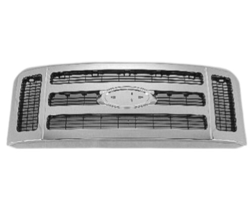 GRILLE MATTE-DK GRAY W/CHROME FRAME XLT/LARIAT MODEL REPLACEMENT FOR FORD PICKUP FORD SUPERDUTY - 1997-2020 (F250-F350) 2010 PARTSLINK NUMBER FO1200500 GRILLE MATTE-DK GRAY W/CHROME FRAME XLT/LARIAT MODEL REPLACEMENT FOR FORD PICKUP FORD SUPERDUTY - 1997-2020 (F250-F350) 2010 PARTSLINK NUMBER FO1200500