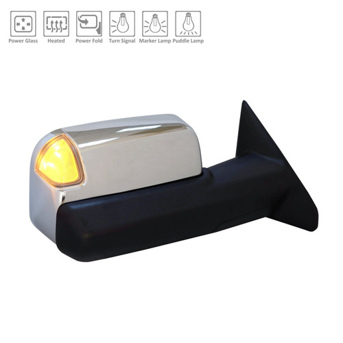 DOOR MIRROR RH POWER CHROME HTD W/POWER FOLD/MARKER LAMP/PUDDLE/SIGNAL/SPOTTER GLASS REPLACEMENT FOR RAM PICKUP-RAM-2500-2011-2022 2020 PARTSLINK NUMBER CH1321507 DOOR MIRROR RH POWER CHROME HTD W/POWER FOLD/MARKER LAMP/PUDDLE/SIGNAL/SPOTTER GLASS REPLACEMENT FOR RAM PICKUP-RAM-2500-2011-2022 2020 PARTSLINK NUMBER CH1321507