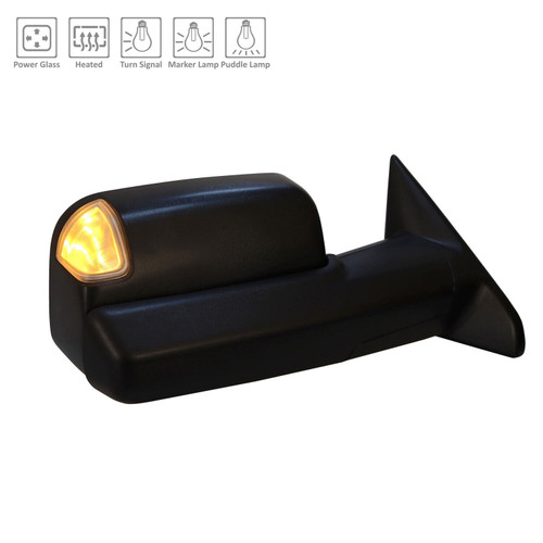 DOOR MIRROR RH POWER HTD TEXTURED W/MARKER LAMP/PUDDLE LAMP/SIGNAL/SPOTTER REPLACEMENT FOR RAM PICKUP-RAM-4500-2011-2022 2020 PARTSLINK NUMBER CH1321505