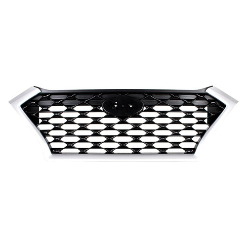 GRILLE PTD BLACK W/SILVER FRAME W/O CAMERA REPLACEMENT FOR HYUNDAI TUCSON 2019 PARTSLINK NUMBER HY1200225U GRILLE PTD BLACK W/SILVER FRAME W/O CAMERA REPLACEMENT FOR HYUNDAI TUCSON 2019 PARTSLINK NUMBER HY1200225U