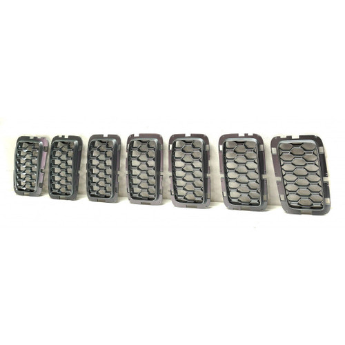 GRILLE TRIM RING 7-PIECE SET SATIN CHROME EXCLUDE SRT/TRACKHAWK MODEL CAPA REPLACEMENT FOR JEEP GRAND CHEROKEE 2019 PARTLINKS NUMBER CH1201114C GRILLE TRIM RING 7-PIECE SET SATIN CHROME EXCLUDE SRT/TRACKHAWK MODEL CAPA REPLACEMENT FOR JEEP GRAND CHEROKEE 2019 PARTLINKS NUMBER CH1201114C