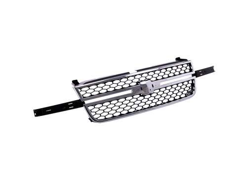 GRILLE CHROME FRAME W/BLACK HONEYCOMB W/DALE EARNAHART CENTER BAR REQUIRE WING INSERTS REPLACEMENT FOR CHEVROLET PICKUP CHEVY SILVERADO-1500, 2500-3500 2005 PARTSLINK NUMBER  GM1200589