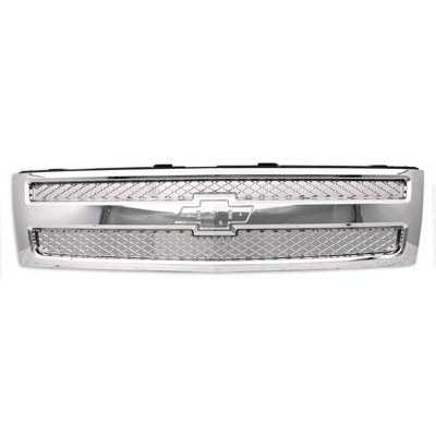 GRILLE CHROME W/CHROME FRAME REPLACEMENT FOR CHEVROLET PICKUP CHEVY SILVERADO -1500, 2500-3500 2008 PARTSLINK NUMBER  GM1200655