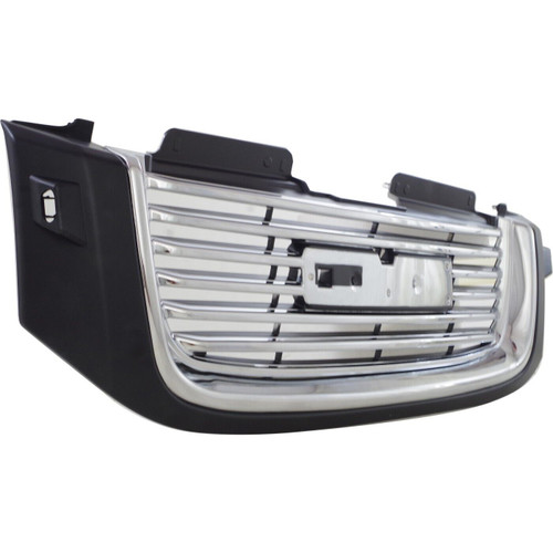 GRILLE CHROME/BLACK W/BLACK FRAME W/H/L WASHER HOLE REPLACEMENT FOR GMC ENVOY XUV 2005 PARTSLINK NUMBER GM1200605