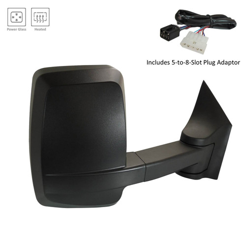 DOOR MIRROR RH POWER W/DUAL HTD/5 SLOT PLUG/LONG ARM/ 2ND DESIGN/ 96IN WIDE BOX TRUCK W/O SIGNAL / OBSTACLE DETECTION REPLACEMENT FOR GMC VAN GMC SAVANA 2005 PARTSLINK NUMBER GM1321530