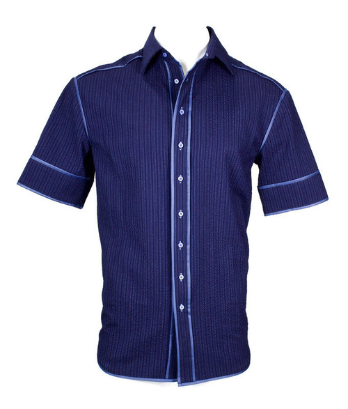 Casual blue pinstripe set
