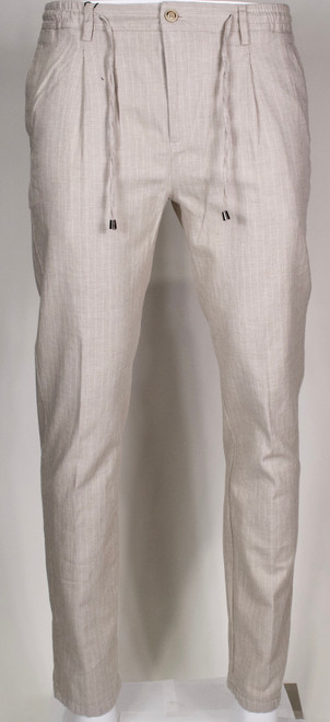 Tan pinstripe Linen drawstring pants