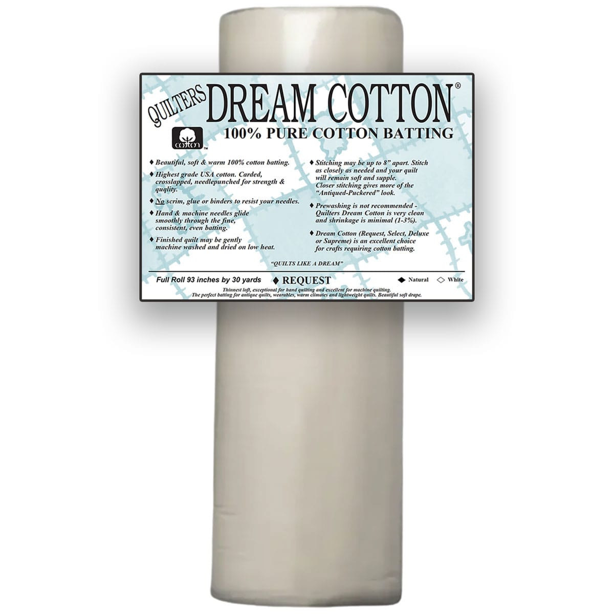 Quilter Rêves pour Coton Blanc Demande de Batteur (60in X 60 en Couvre