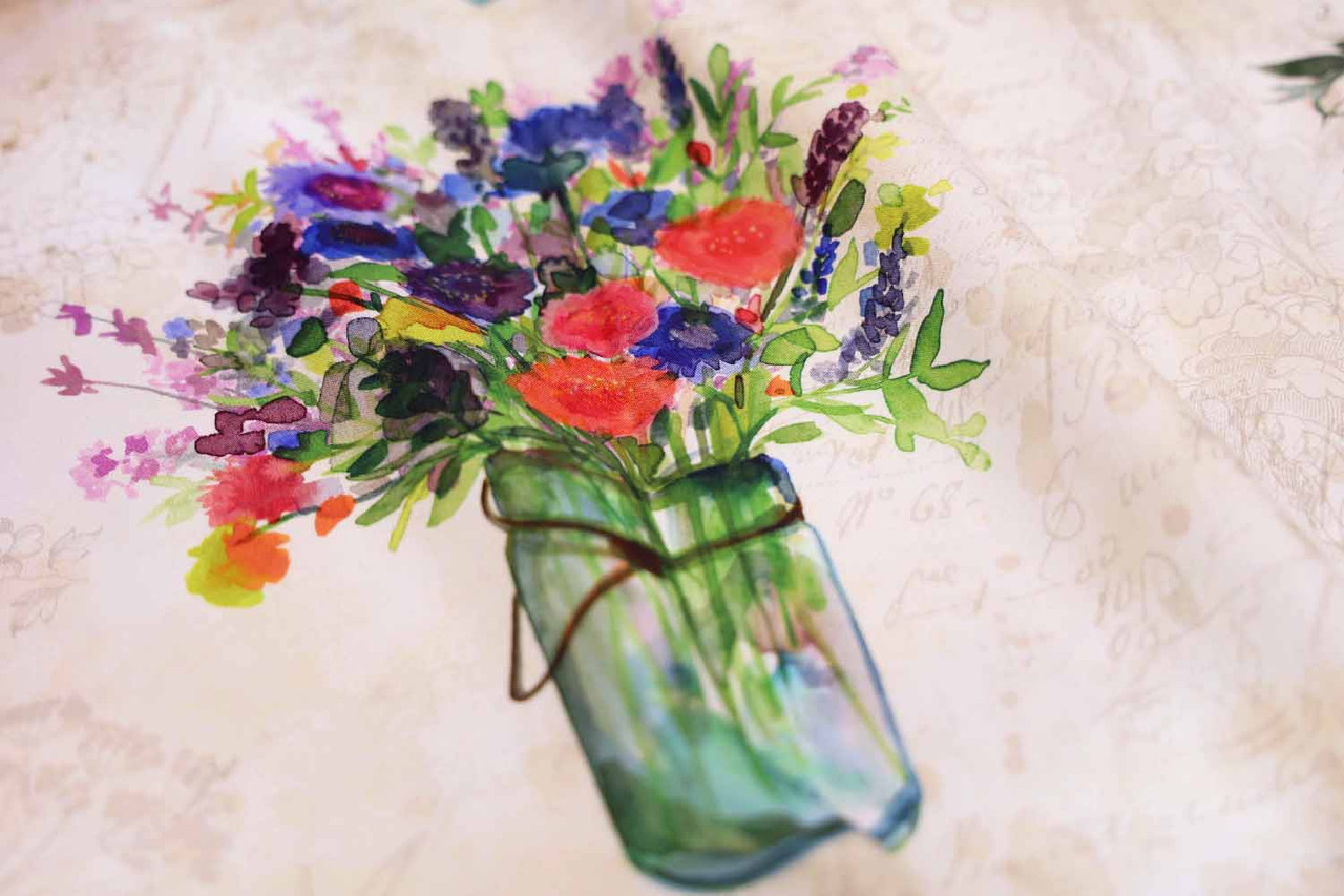 Clothworks Fabrics Garden Fresh by Sue Zipkin Multi Flowers in a