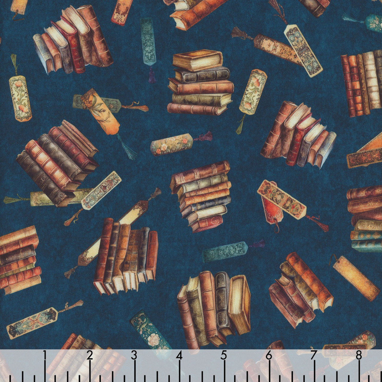 Quilting Treasures Fabrics Bookworm by Dan Morris Blue Tossed Stacked Books - Hancock's of Paducah quilting-treasures-fabrics-bookworm-by-dan-morris-blue-tossed-stacked-books-hancock-s-of-paducah