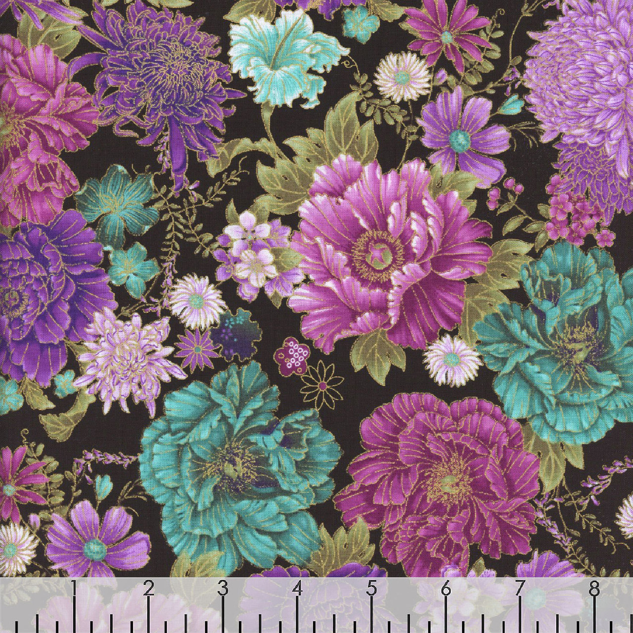 Timeless Treasures Fabrics Shizuka Chong A Hwang Black Packed
